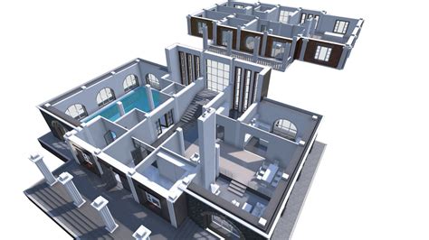 Big house top view plan - Buy Royalty Free 3D model by VRA ...