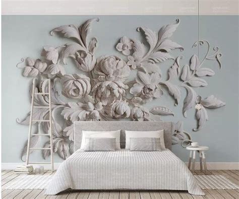 3D Custom Wall Mural Art Wall Painting Rose Flowers Wallpaper, European Style 3D Big Rose ...