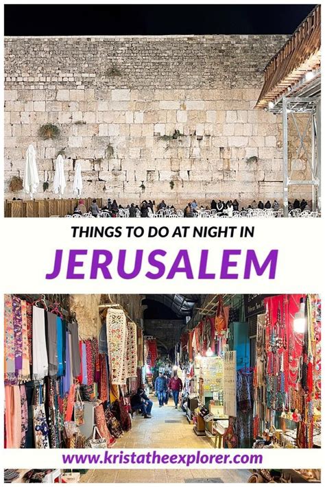 Western Wall in Jerusalem at night. Narrow street in Old City Jerusalem with shops at night ...