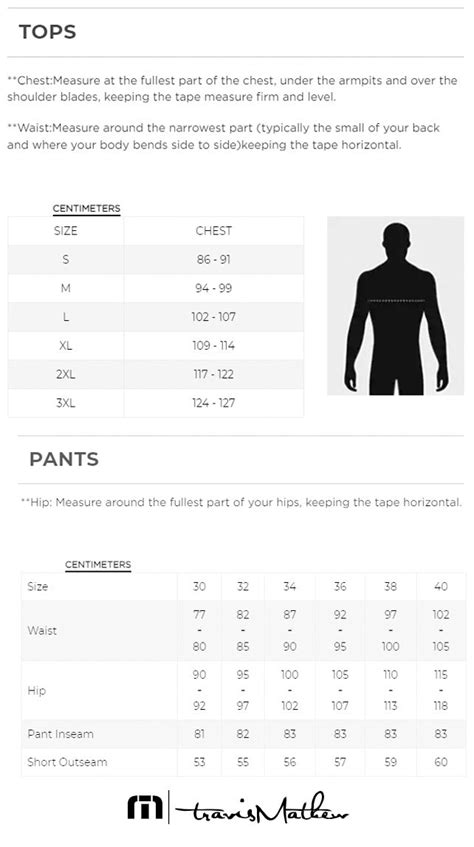 Travis Mathew Golf Men's Size Guide