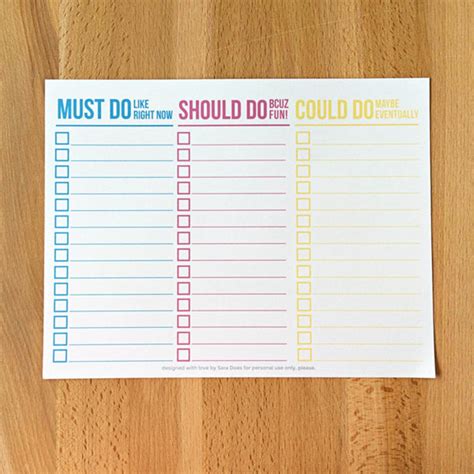 Instant Download To-do List 2-page Printable Must Do, Should Do, Could Do, Fun Print at Home Get ...