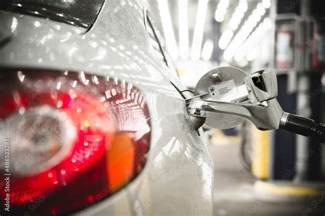 Refuelling of modern hydrogen-fueled car Stock Photo | Adobe Stock