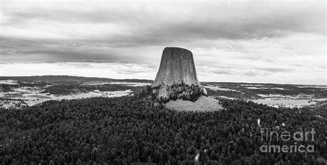 Devils Tower BW Aerial View Photograph by Michael Ver Sprill | Fine Art America