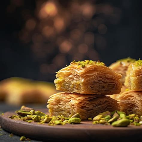 Premium AI Image | Baklava layered pastry dessert made of filo pastry ...