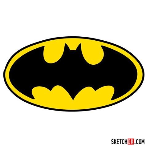 How to draw Batman Sign - SketchOk - step-by-step drawing tutorials