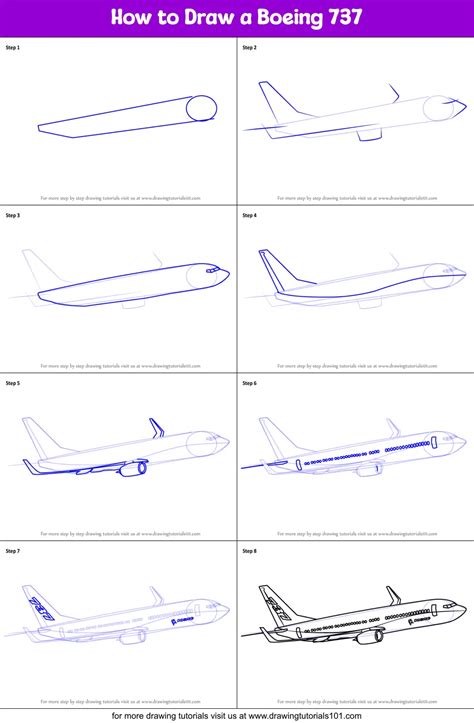 How to Draw a Boeing 737 printable step by step drawing sheet ...