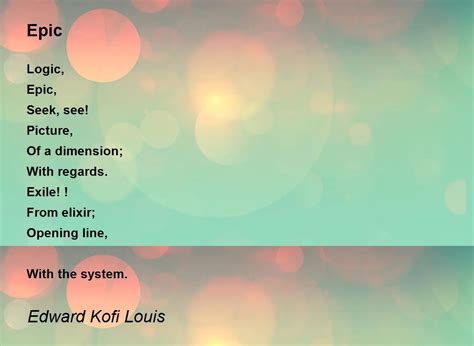 Epic - Epic Poem by Edward Kofi Louis