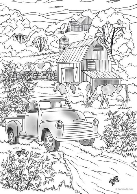 Country Farm Coloring Pages For Adults - Frikilo Quesea