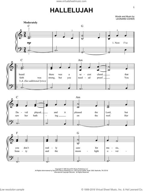 Download and Print Hallelujah, (easy) sheet music for piano solo by Leonard Cohen. Chords in ...