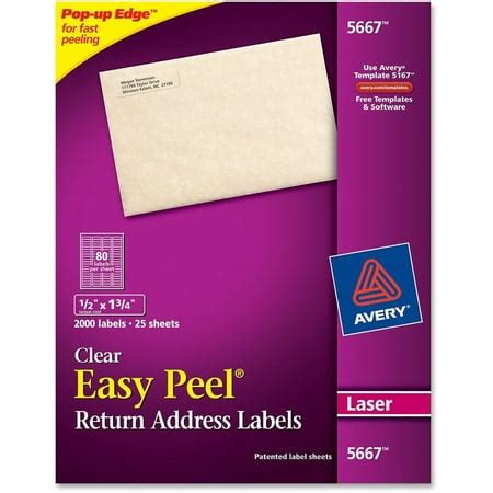 Avery Matte Clear Easy Peel Return Address Labels, Laser, 1/2 x 1 3/4, 2000/Box - Walmart.com