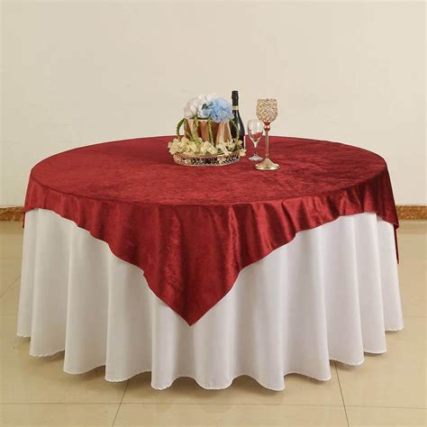 72" x 72" | Wine | Premium Velvet Square Table Overlay Banquet Tables ...