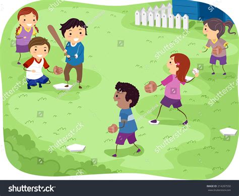 Illustration Featuring Kids Playing Baseball - 214287550 : Shutterstock