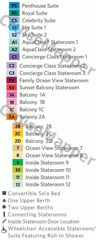 Celebrity Silhouette deck 8 plan | CruiseMapper