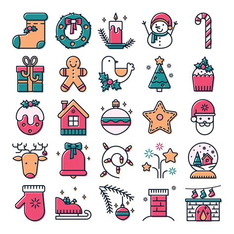 Christmas icon set on Behance | Christmas icons, Christmas doodles, Christmas drawing