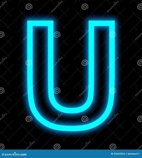 Letter U Neon Lights Outlined Isolated on Black Stock Illustration ...