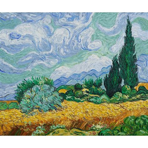 Acquistare Vincent Van Gogh Dipinti Ad Olio Campo Di Grano Con Cipressi Su Tela Riproduzione Di ...