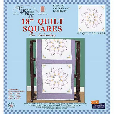 Stamped White Quilt Blocks 18"X18" 6/Pkg-Blossoms - Walmart.com