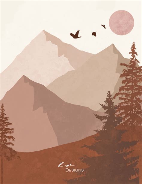 Bohemian Style Mountain Landscape Digital Print Download - Etsy | Minimalist art, Art painting ...