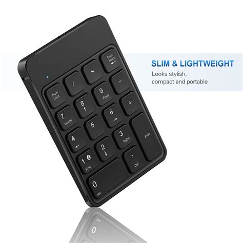 Bluetooth Number Pad, Wireless Numeric Keypad - Lekvey Rechargeable ...