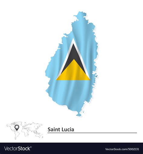 Map of saint lucia with flag Royalty Free Vector Image