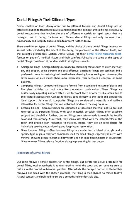 Dental Fillings & Their Different Types by stationdentalgroup - Issuu