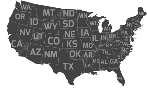 美國地圖與州縮寫等高線圖集地理 向量, 輪廓, 地圖集, 地理向量圖案素材免費下載，PNG，EPS和AI素材下載 - Pngtree