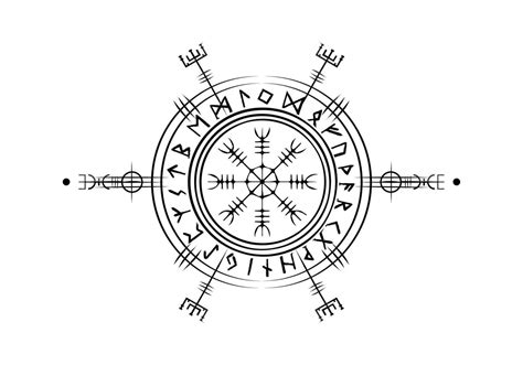 Viking Pagan Asatru Runic Compass, Vegvisir Rune Circle Viking Norse Mythology. Protective ...