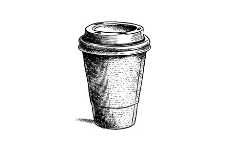 Takeaway Paper coffee cup with cover. Hand drawn sketch style. 24659489 Vector Art at Vecteezy