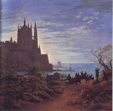 Medieval Town On A River Painting | Karl Friedrich Schinkel Oil Paintings