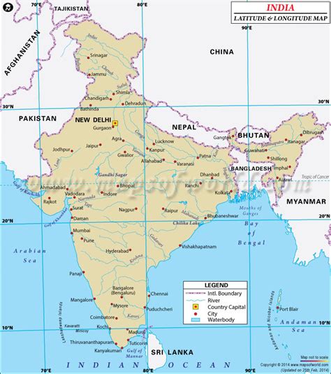 Latitude And Longitude Map Of Asia