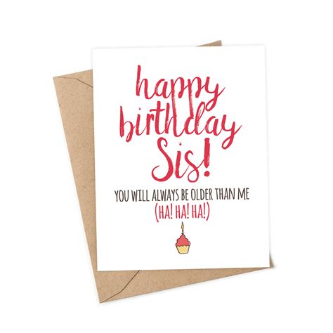 SISTER BIRTHDAY CARD Funny Older Sister Birthday Card Big - Etsy UK