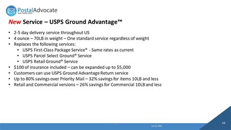 New Service – USPS® Ground Advantage – Postal Advocate Inc