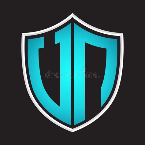 UN Logo Monogram with Shield Shape Isolated Blue Colors on Outline ...