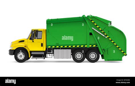 Yellow waste truck Cut Out Stock Images & Pictures - Alamy