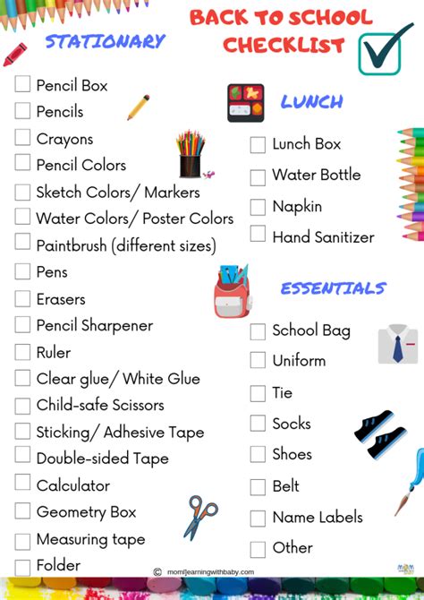 Back To School FREE Printable Checklist & Bookmarks – Mom Learning With ...