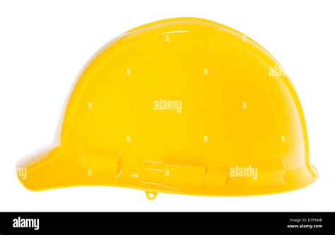 Side view of a yellow hard hat, isolated on white background Stock ...