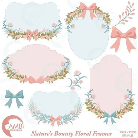 Floral Frames, Botanical clipart Frames, Wedding forest clipart, Labels ...