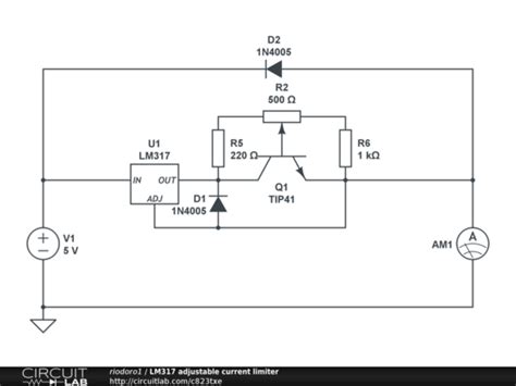 LM317 adjustable current limiter - CircuitLab