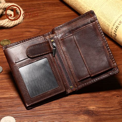 Leather Mens Small Wallet Slim Trifold Vintage Wallet for Mens