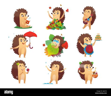 Hedgehog eating apple Stock Vector Images - Alamy