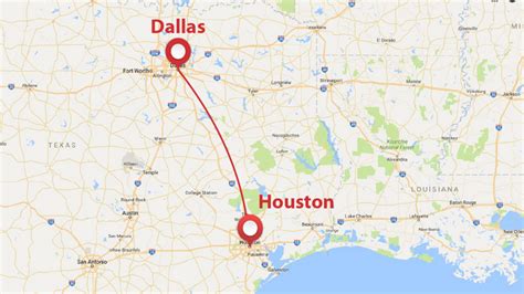 Map From Dallas To Houston - College Map