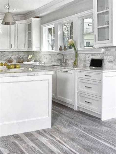Grey floors, white cabinets | Grey kitchen walls white cabinets, Grey kitchen walls, Grey ...