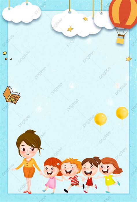 Cartoon Hand Drawn Kindergarten Illustration Background Material ...