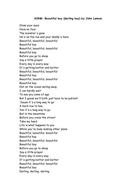 Lyrics of Song: Beautiful Boy