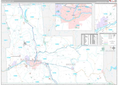 Broome County, NY Wall Map Premium Style by MarketMAPS - MapSales