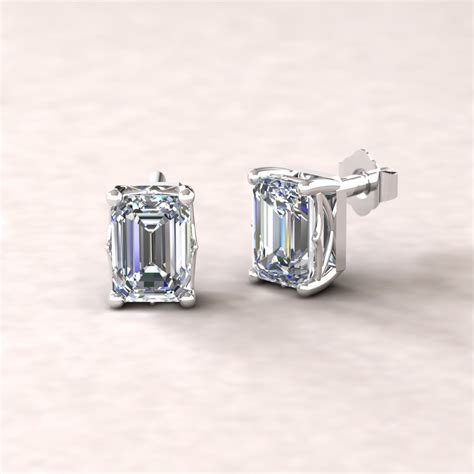 Genuine Emerald Cut Diamond Stud Earrings - From our Lola Collection ...