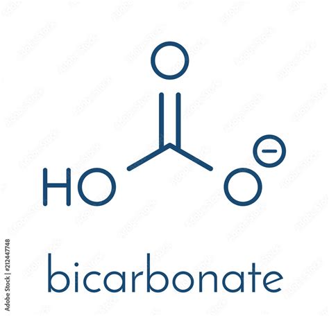 Bicarbonate anion, chemical structure. Common salts include sodium ...