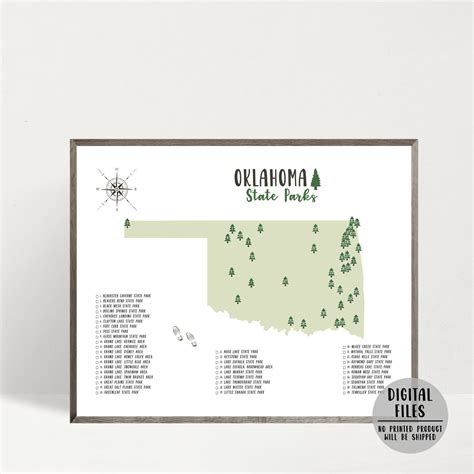 Oklahoma State Parks Map-Oklahoma State Parks Checklist-State | Etsy