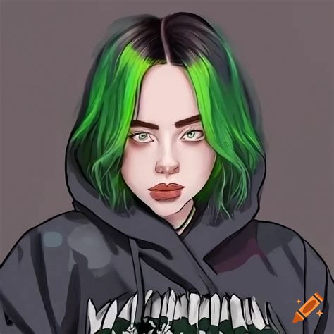 Billie eilish anime style drawing on Craiyon