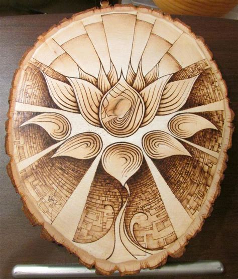 Lotus Pyrography Woodburned flower art by thecitrusmaster on DeviantArt